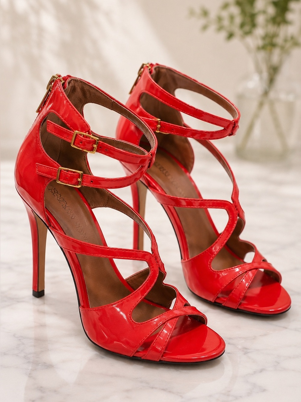 RENVY Neon Coral Heels Sandals size 6